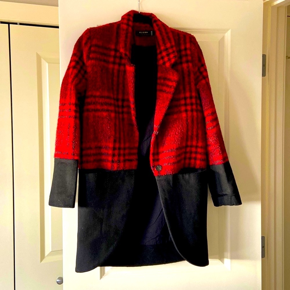 Religion plaid coat